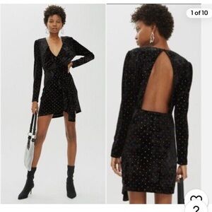 Topshop Velvet Rainbow Metallic Studded Dress Size 2